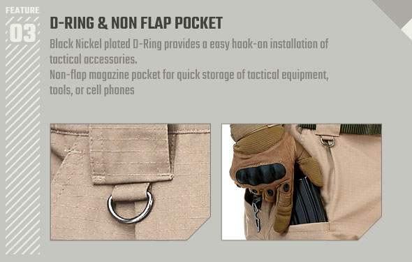 D-RING and NON FLAP POCKET